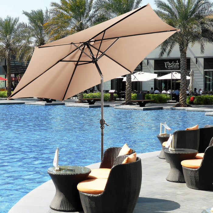 Costway Parasol de Patio 9FT Marche d'Exterieur en Acier Incline avec Manivelle Ombre Solaire Cour Jardin