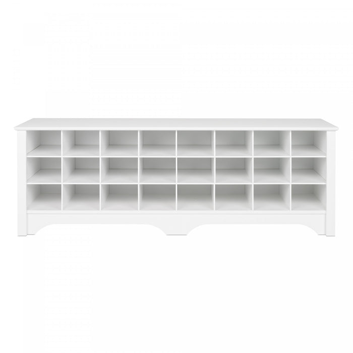 Banc à compartiments de rangement pour 24 paires de chaussures - blanc