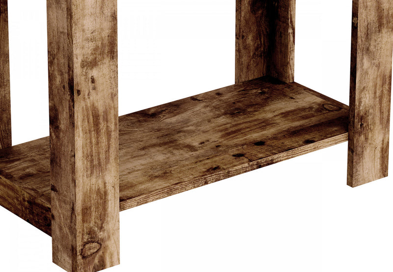 Table d’appoint étroite classique de 24 po avec rangement dissimulé et tablette inférieure - bois recyclé brun