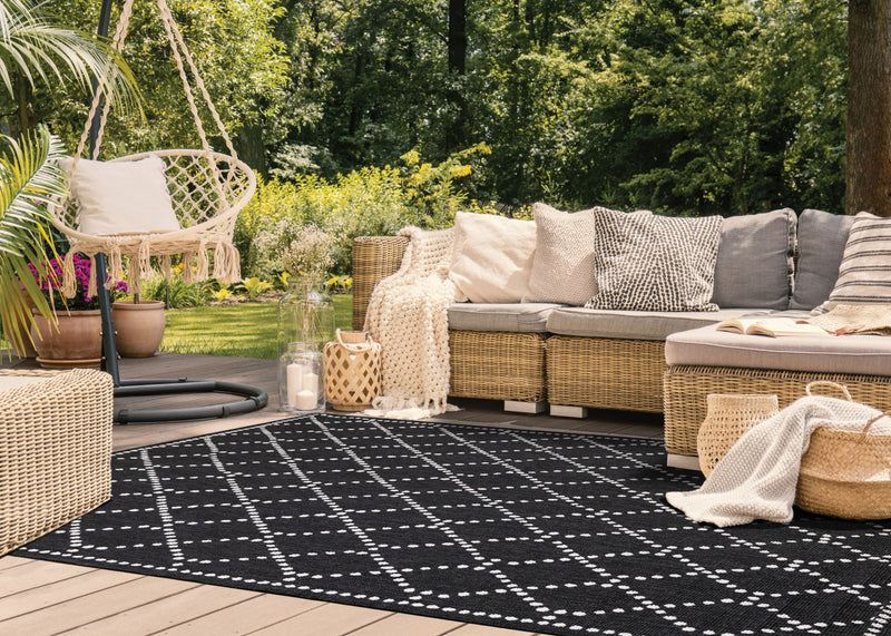 Carpette réversible Brooke à motif de diamants pour l’intérieur et l'extérieur - 7 pi 10 po x 11 pi 2 po