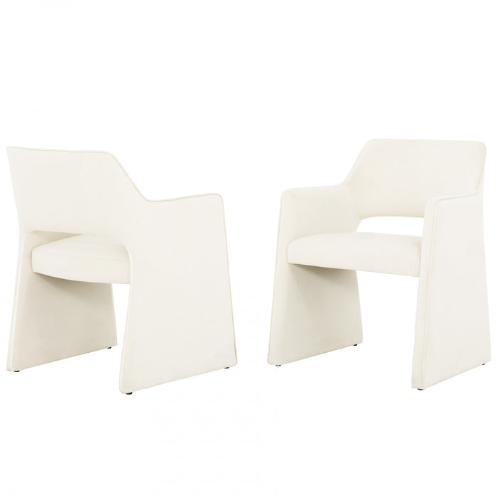 Chaise d'appoint de salle a manger Kendrick rembourree en velours ivoire (ens. de 2)