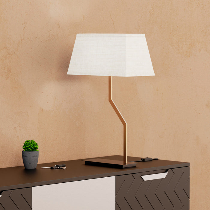 Lampe de table inclinée laiton doré de 25 po avec abat-jour texturé