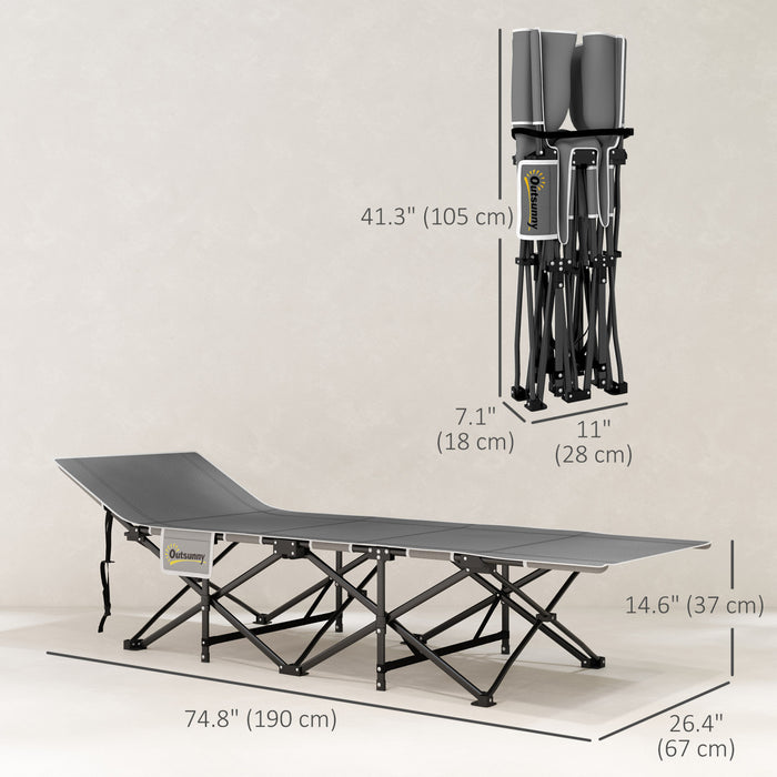 Outsunny Lit De Camping Pour Adultes Avec Matelas, Lit Pliant, Noir