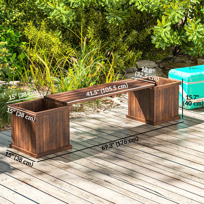 Outsunny Support Pour Plantes Sureleve Jardiniere Et Banc De Jardin En Bois