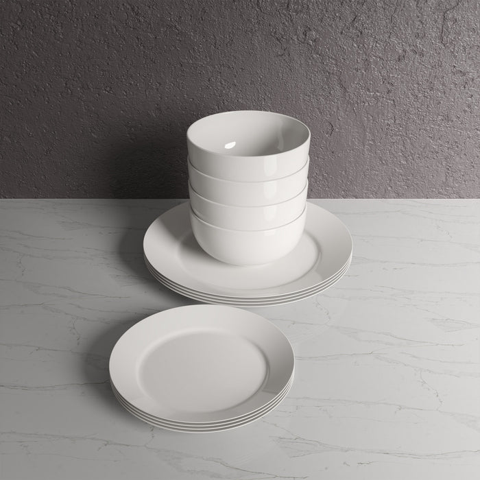 Ensemble de Vaisselle H2K Aspen en Porcelaine, 12 Morceaux, Service pour 4 Personnes