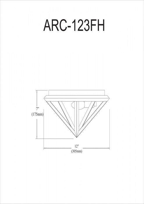 Plafonnier affleuré Archello de Dainolite au fini noir mat et touches laiton antique et 3 ampoules