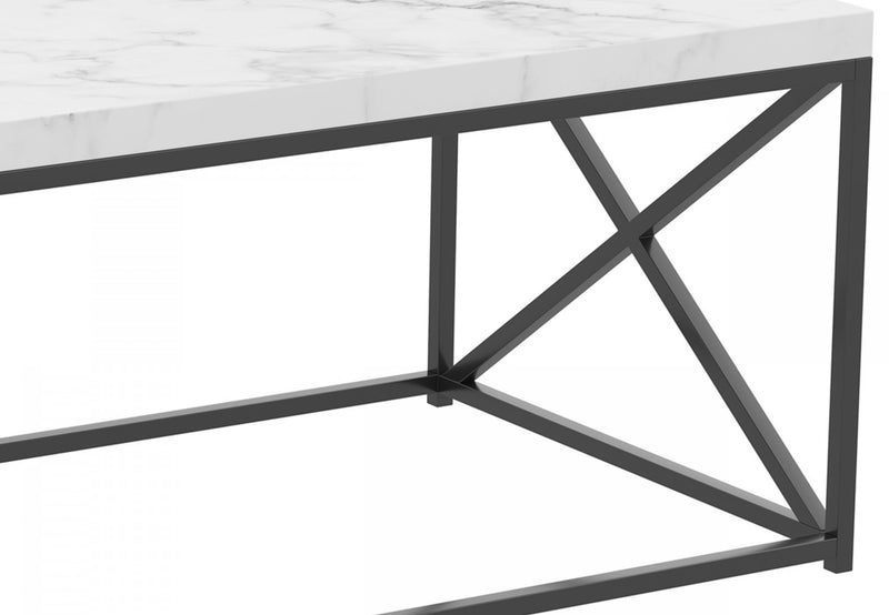 Table à café de 44 po en marbre avec métal noir