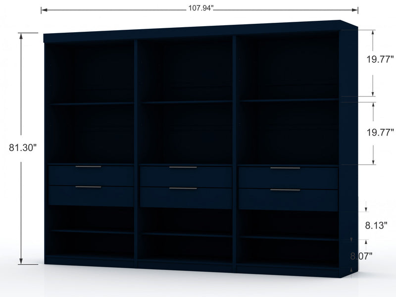 Armoire contemporaine moderne Mulberry 13 pieces en bleu minuit