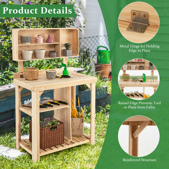 Costway Garden Potting Table Outdoor Potting Bench Station De Travail En Bois W / Etagere De Stockage