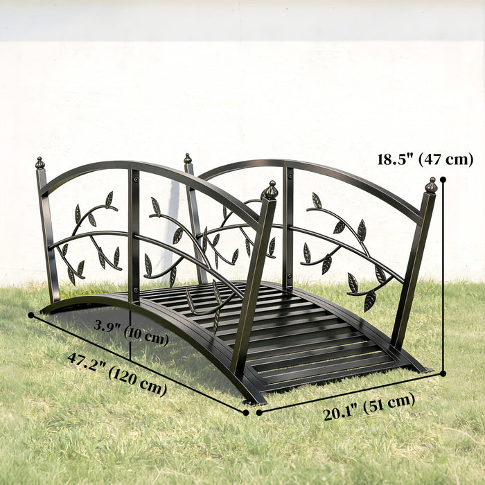 Outsunny Pont de Jardin Metal 120 cm avec Garde-Corps Securises, Pont Exterieur