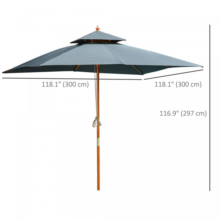 Outsunny Parasol De Jardin En Bois De Parasol De Patio Carre 10x10 Pieds