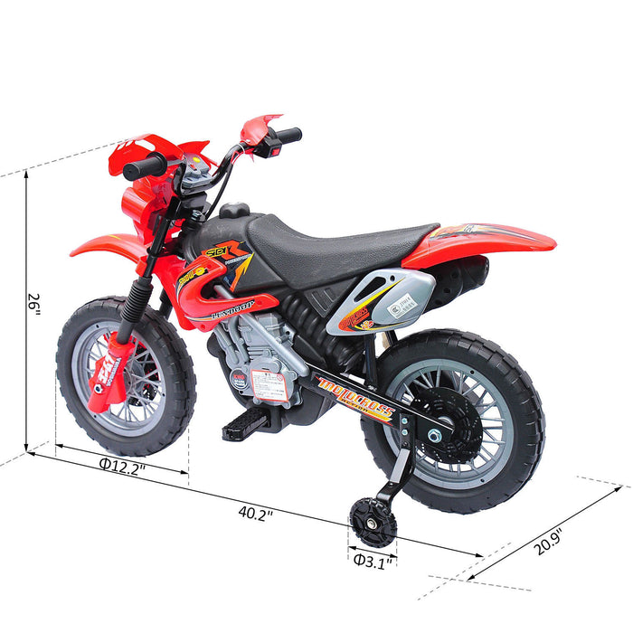Aosom Moto Electrique A Chevaucher 6v Velo Scooter De Batterie Avec Roues D'entrainement Rouge