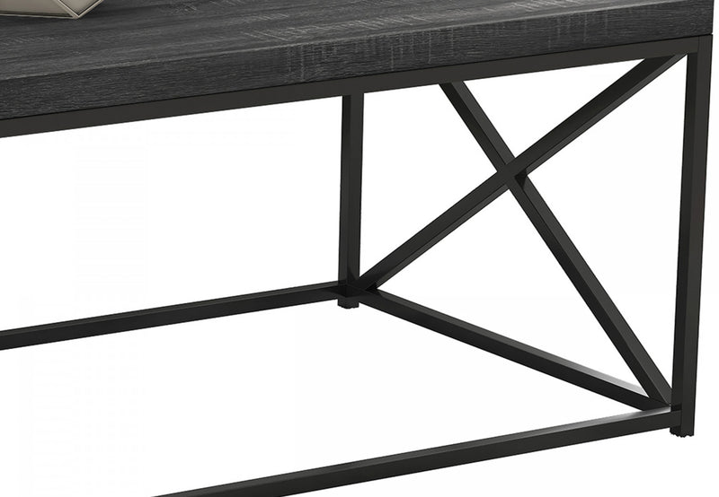 Table à café de 44 po en bois gris foncé avec métal noir