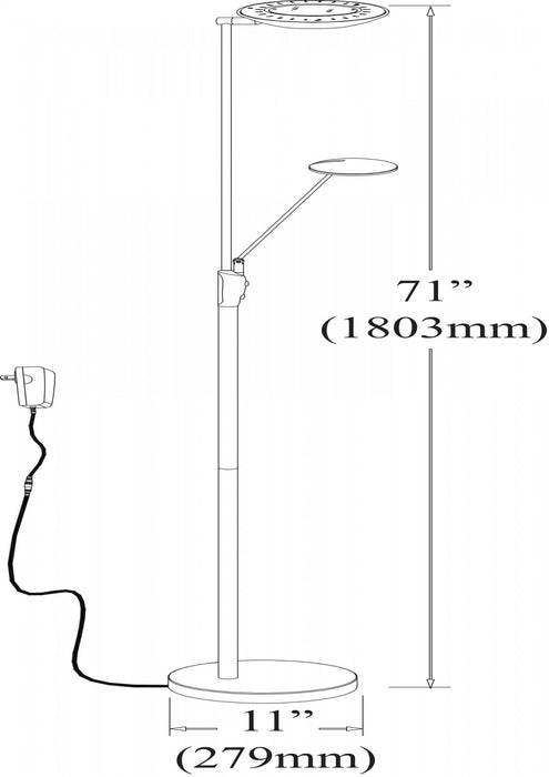 Lampe à pied Mother & Son de Dainolite avec fini noir et chromé poli et ampoule à DEL