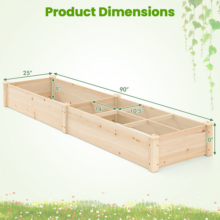 Lit De Jardin Eleve En Bois Costway, Planteur De Patio Eleve Avec 7 Compartiments De Plantation Pour La Fleur