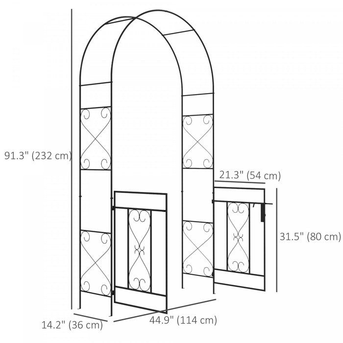 Outsunny Arche De Jardin En Metal De 7,6 Pi Avec Double Portail, Noir