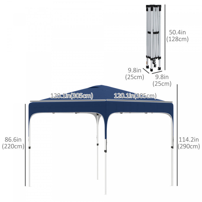 Outsunny 9.8' X 9.8' Pop Up Gazebo Tente Pliable Avec Sac De Transport Et Roues 4 Sacs De Poids Pour Les Jambes Et 3 Niveaux De Hauteur Ajustable Pour L'exterieur Le Jardin Le Patio Bleu Marine