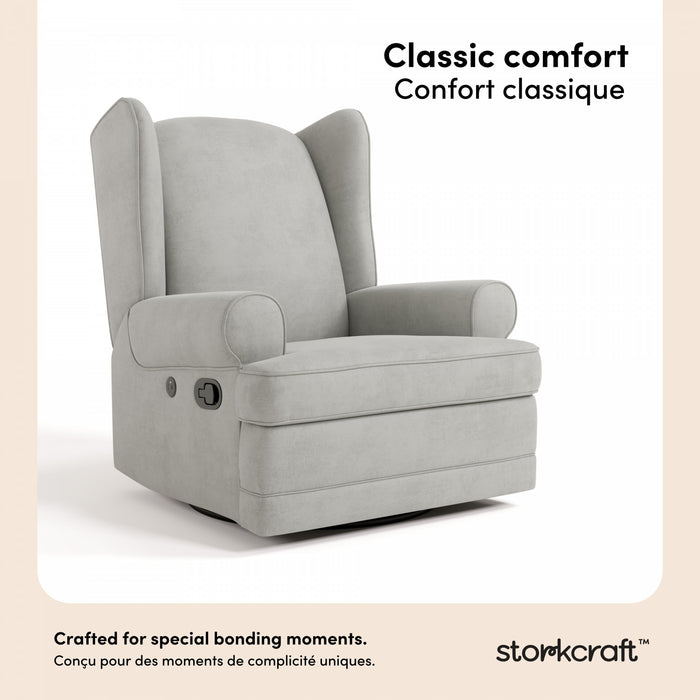 Storkcraft Serenity Fauteuil bercant inclinable rembourre a dossier a oreilles - Acier