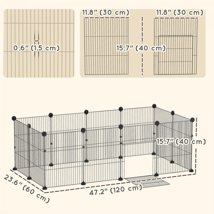 PawHut Cage pour Petits Animaux DIY avec Tapis Impermeable