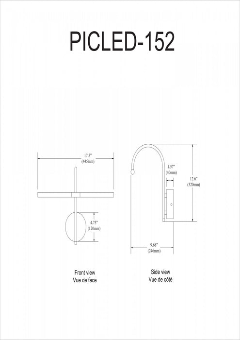 Lampe pour affichage d’image de Dainolite avec fini chromé satiné et ampoule à DEL de 6 W