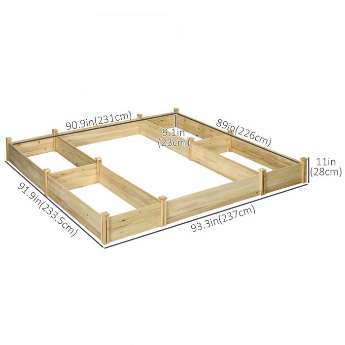 Outsunny Lit De Jardin Sureleve A Cinq Boites A Emboiter, Jardinieres En Bois Pour Plantes D'exterieur, Legumes, Fleurs, Herbes, Assemblage Facile