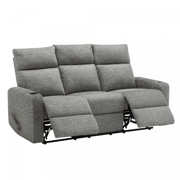 Petit Sofa Inclinable 3 Places, 70\"L, Fauteuil Inclinable Manual, Tissu Gris Fonce
