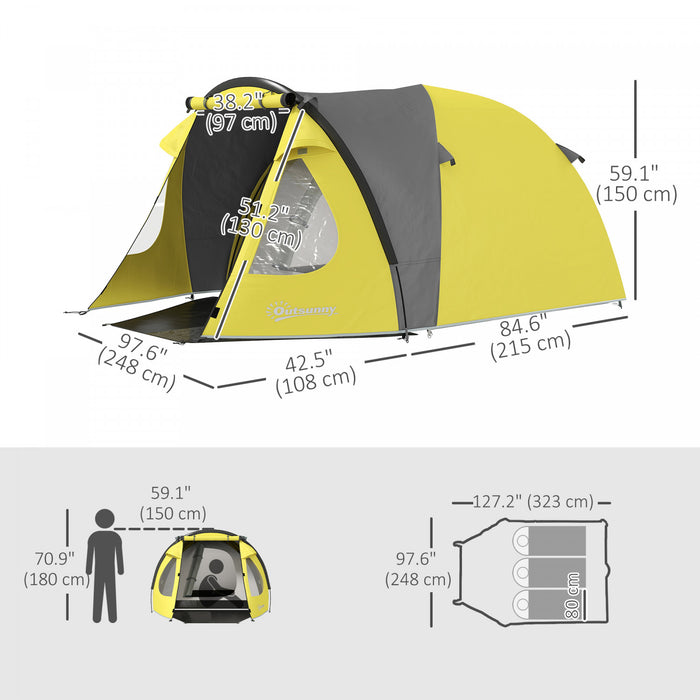 Outsunny Tente De Camping A Ouverture Instantanee Pour 3 A 4 Personnes