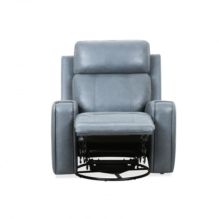 Fauteuil inclinable pivotant a mouvement coulissant Bellamy de 37 po en cuir assorti - Bleu