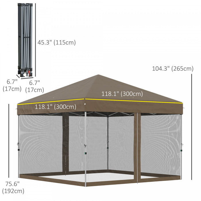 Outsunny 10' X 10' Tente D'exterieur Pop-up Avec Parois En Maille