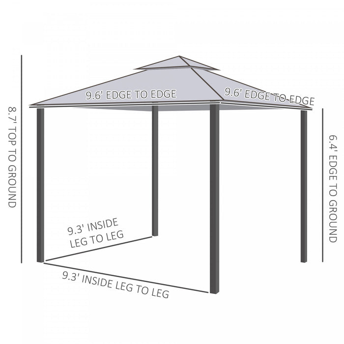 Outsunny Pavillon De Jardin Tonnelle Barnum Style Colonial Double Toit Toiles Moustiquaires Amovibles Zippees Gris