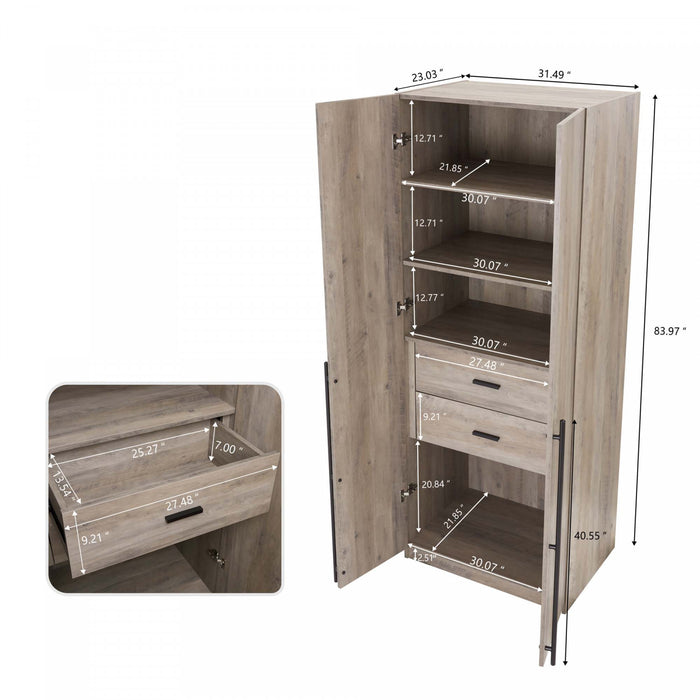 Armoire moderne Lee 32\" en gris rustique - Ensemble de 3