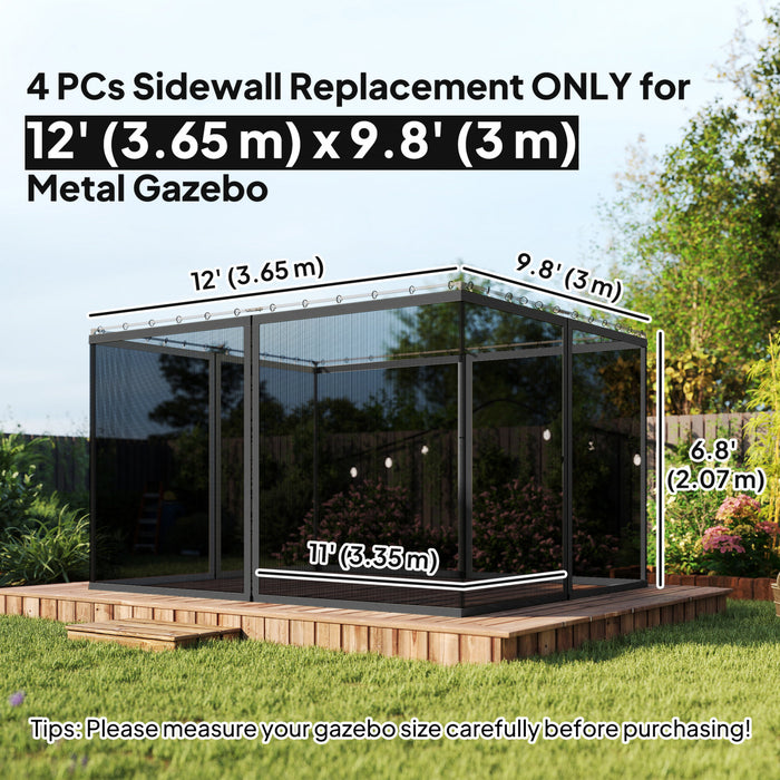 Outsunny Moustiquaire de Remplacement pour Gazebo 10' x 12', Noir
