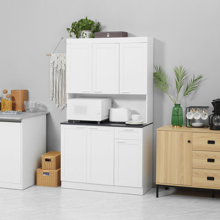 HOMCOM Armoire de rangement avec etagere reglable, tiroir, blanc