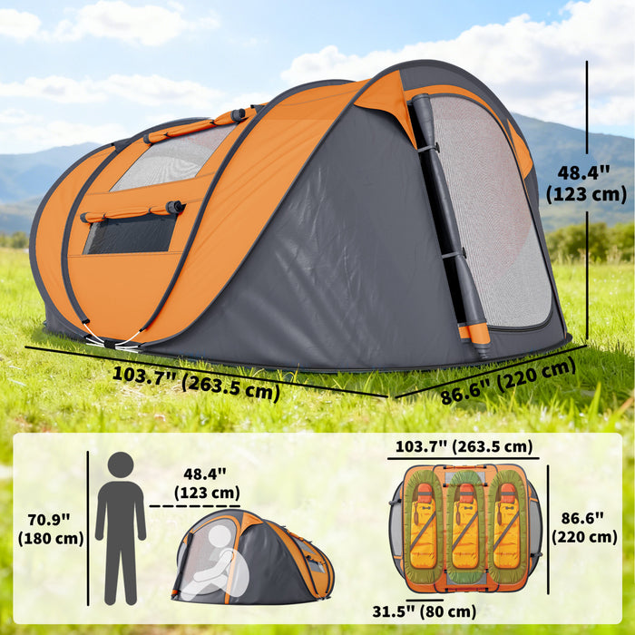 Outsunny Tente de Camping Automatique pour 4 Personnes, avec Sac de Transport et Portes