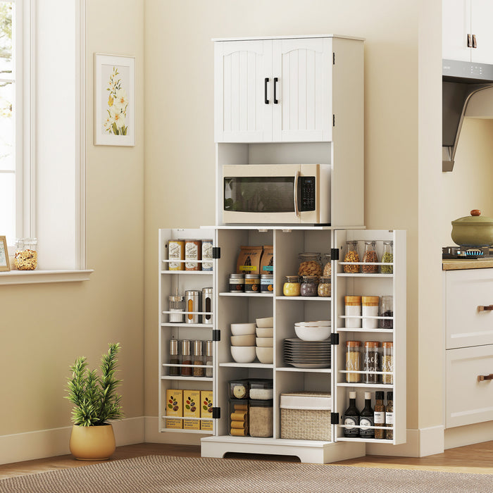 HOMCOM Armoire de garde-manger, placard de cuisine, etageres a epices Blanc