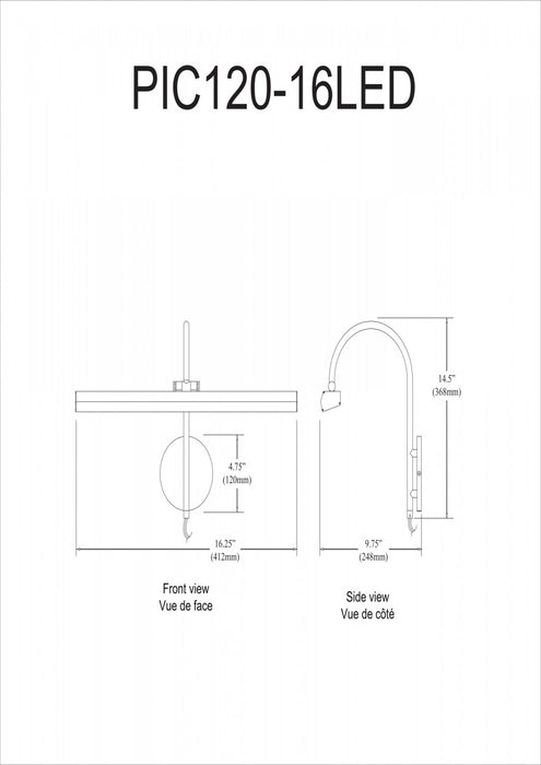 Lampe pour affichage d’image de Dainolite avec fini laiton vieilli et ampoule de 24 W