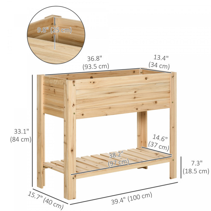 Outsunny Jardiniere Surelevee Avec Etagere De Rangement, Bois Naturel