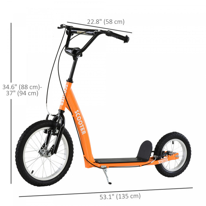 Aosom Trottinette Pour Enfants Avec Guidon Reglable Et Double Frein, Orange