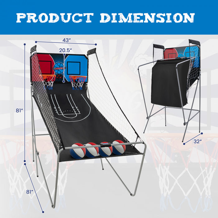Costway Double Shot Basketball Arcade Game Avec 8 Modes De Jeu Arcade Sound Electronic Scoring Red