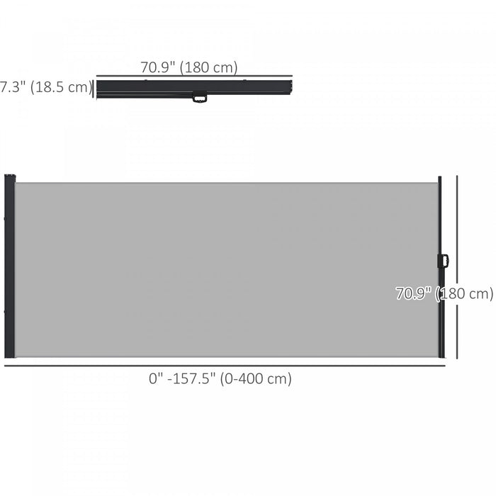 Outsunny Auvent Lateral Retractable 13'x6', Ecran De Confidentialite, Clair