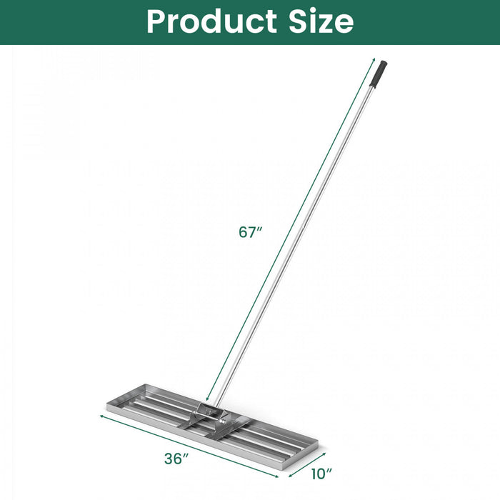 Costway Pelouse Nivelage Rake 36 \"x 10\" Outil De Pelouse De Niveau Pour Jardin Arriere-cour/pelouse Argent