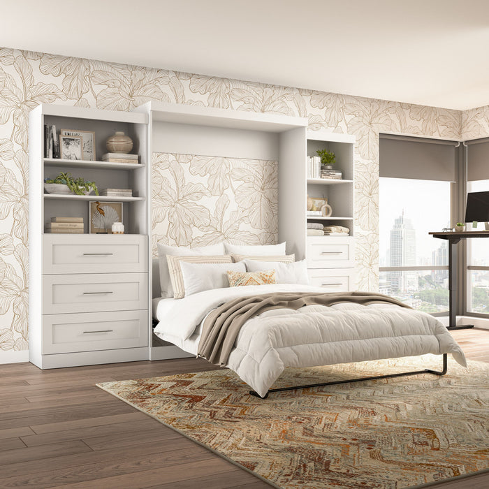 Grand lit escamotable mural Pur de Bestar de 126 po avec 2 meubles à tablettes et tiroirs