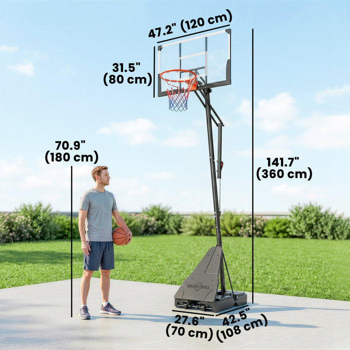Soozier Panier de Basket Portable, Hauteur Reglable 2,45-3,05 m