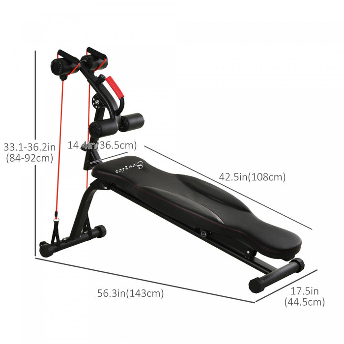 Soozier Banc Assis Et Halteres Multifonctionnel, Banc Utilitaire D'exercice Avec Corde Resistante Pour La Maison, Le Bureau Et La Salle De Sport, Noir
