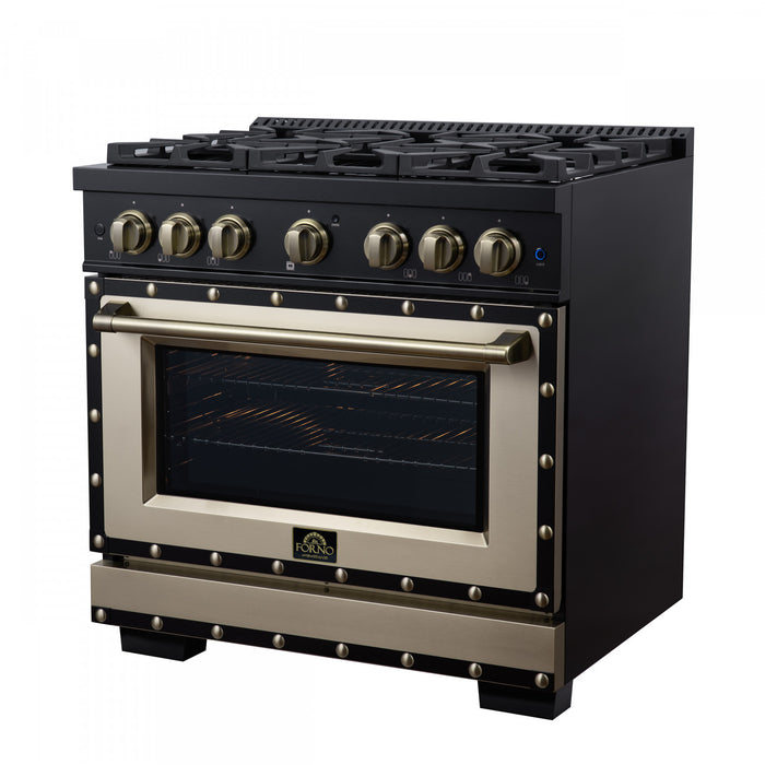 Cuisiniere double combustible Ambassador de 36 po, noire, 6 bruleurs scelles, 5,2 pi³ – FFSGS6199-36CPBLK