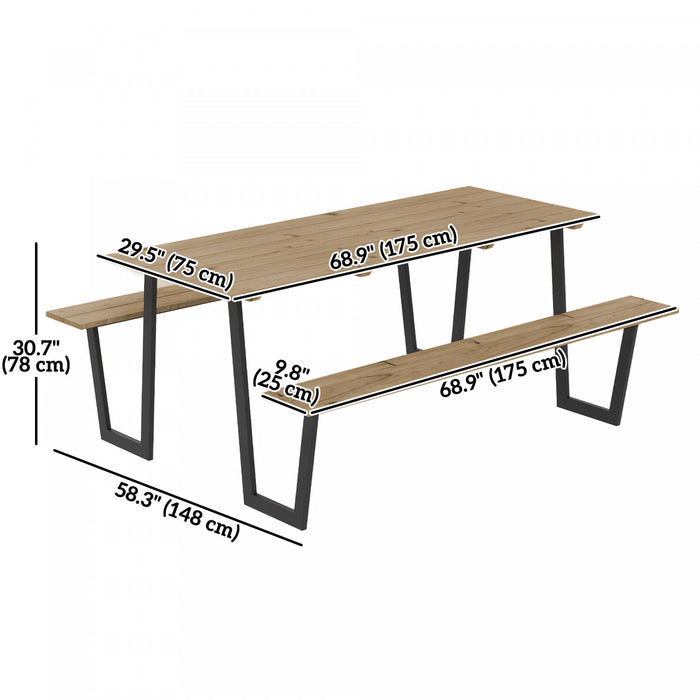 Outsunnyensemble Table Et Banc De Pique-nique D'exterieur De 5,7pi, Marron