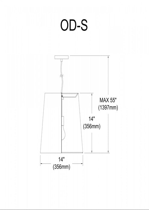 Petit luminaire suspendu de Dainolite avec très grand abat-jour cylindrique blanc et 1 ampoule