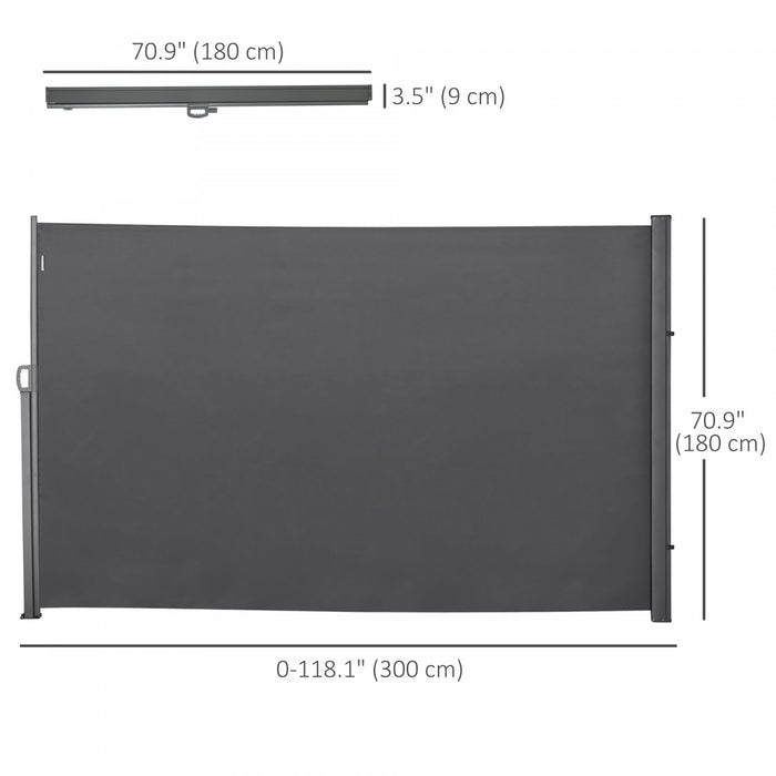 Outsunny Auvent Lateral Retractable Ecran De Confidentialite Pliable, Gris