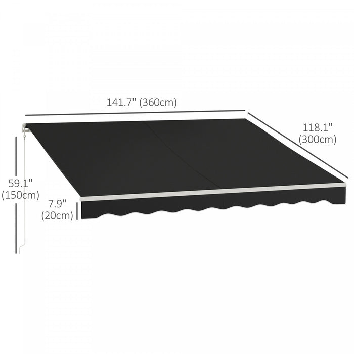 Outsunny Auvent Electrique Retractable 10' X 12' Avec Telecommande, Noir