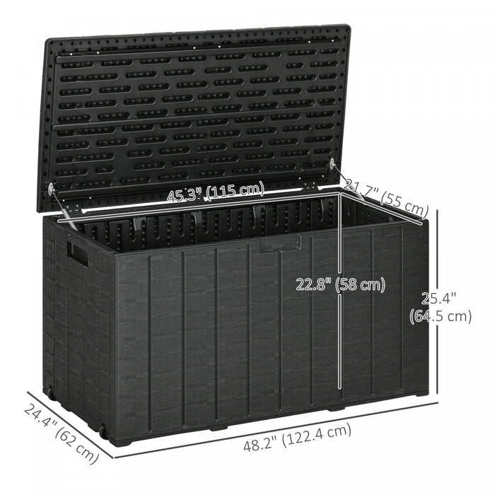 Outsunny Coffre de Rangement de Jardin 306 L, Conteneur de Rangement, Noir